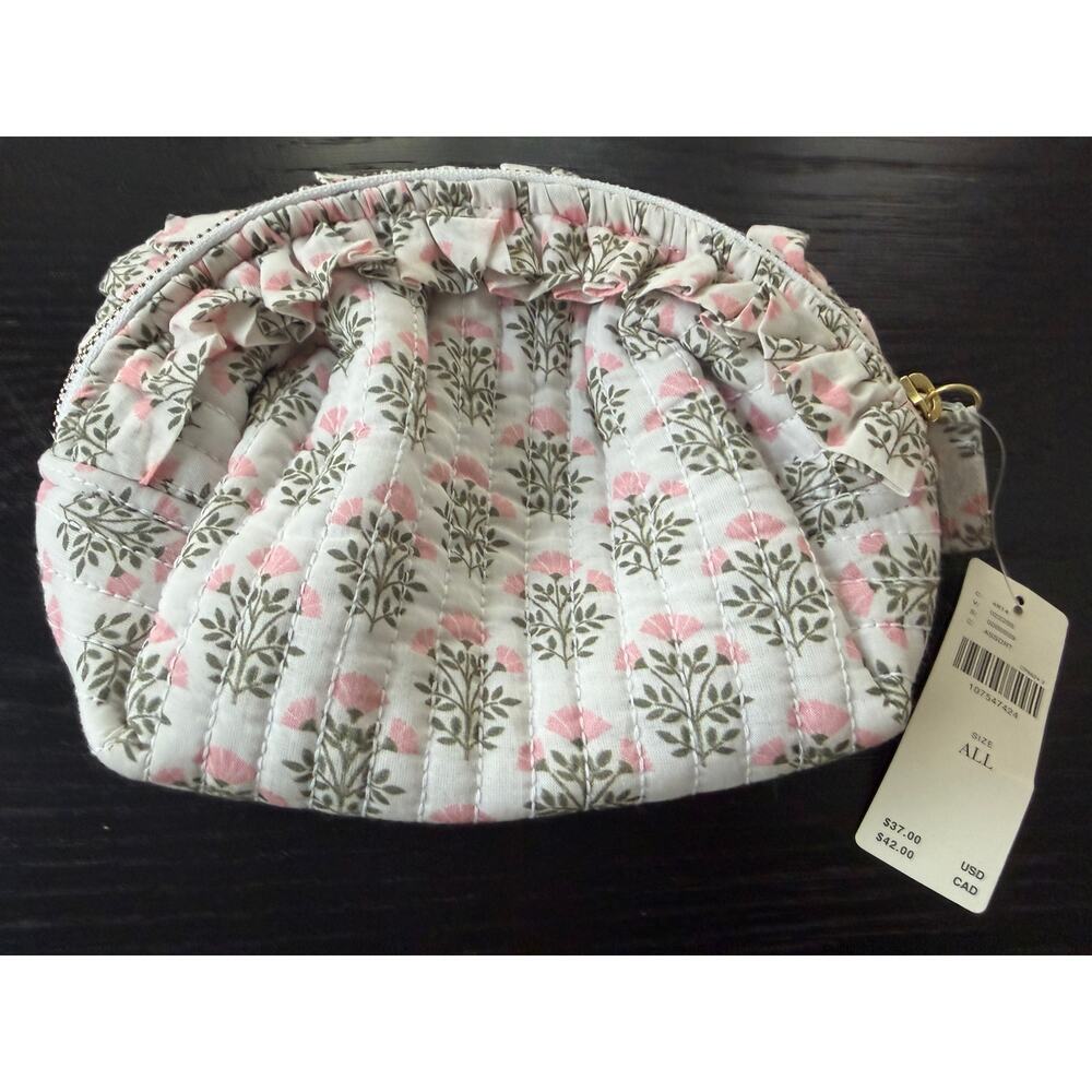 Anthropologie NEW Cotton Floral Cosmetic Bag